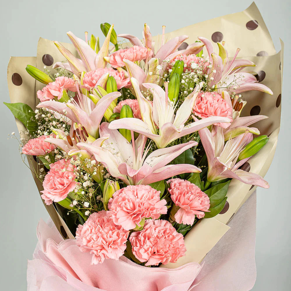 Pink Carnation With Pink Lilies